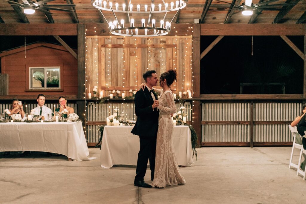 bride and grooms first dance at chapel valley farm